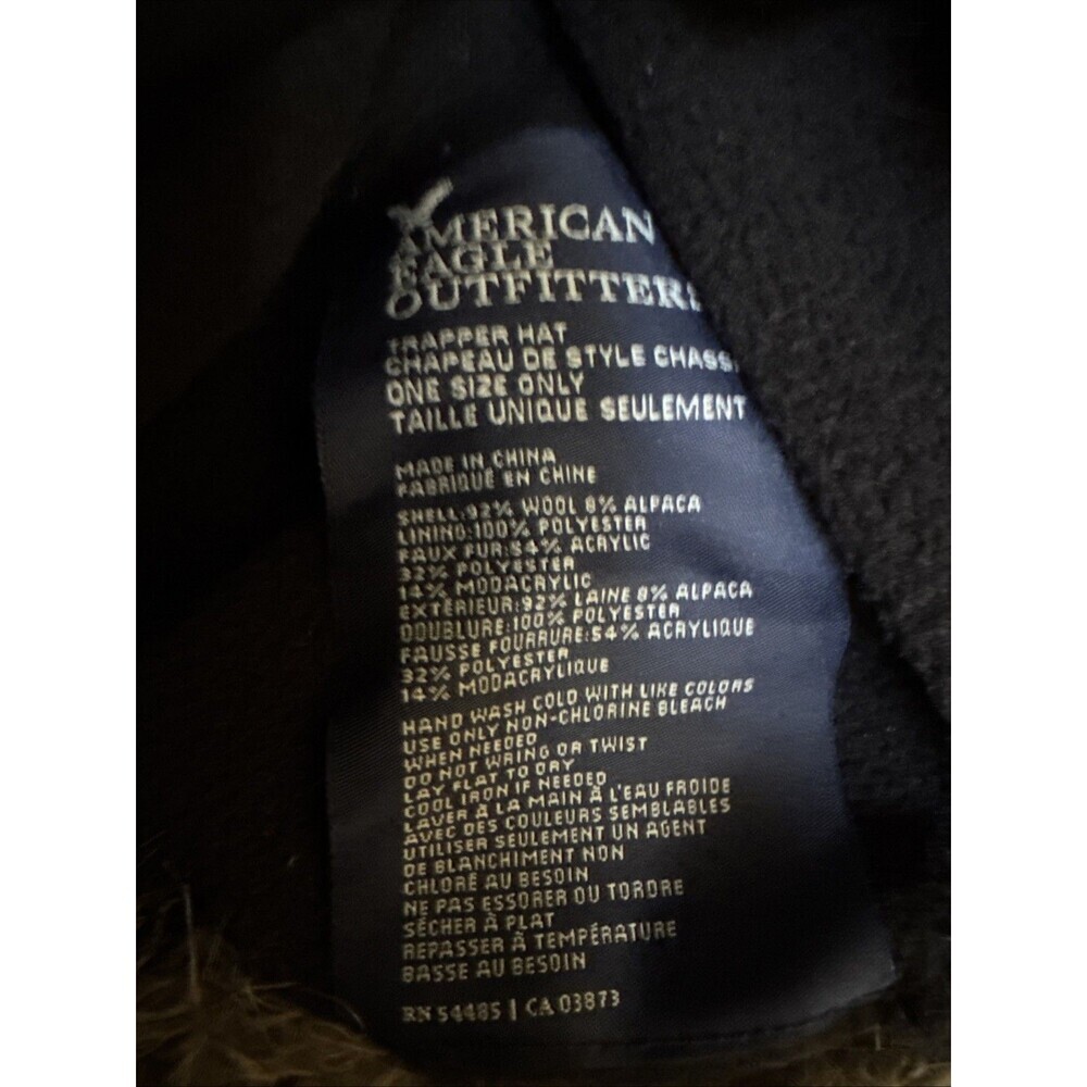 American Eagle Buffalo Trapper Hat w/Faux Fur Ear Flaps Fleece Lining - Picture 2 of 6